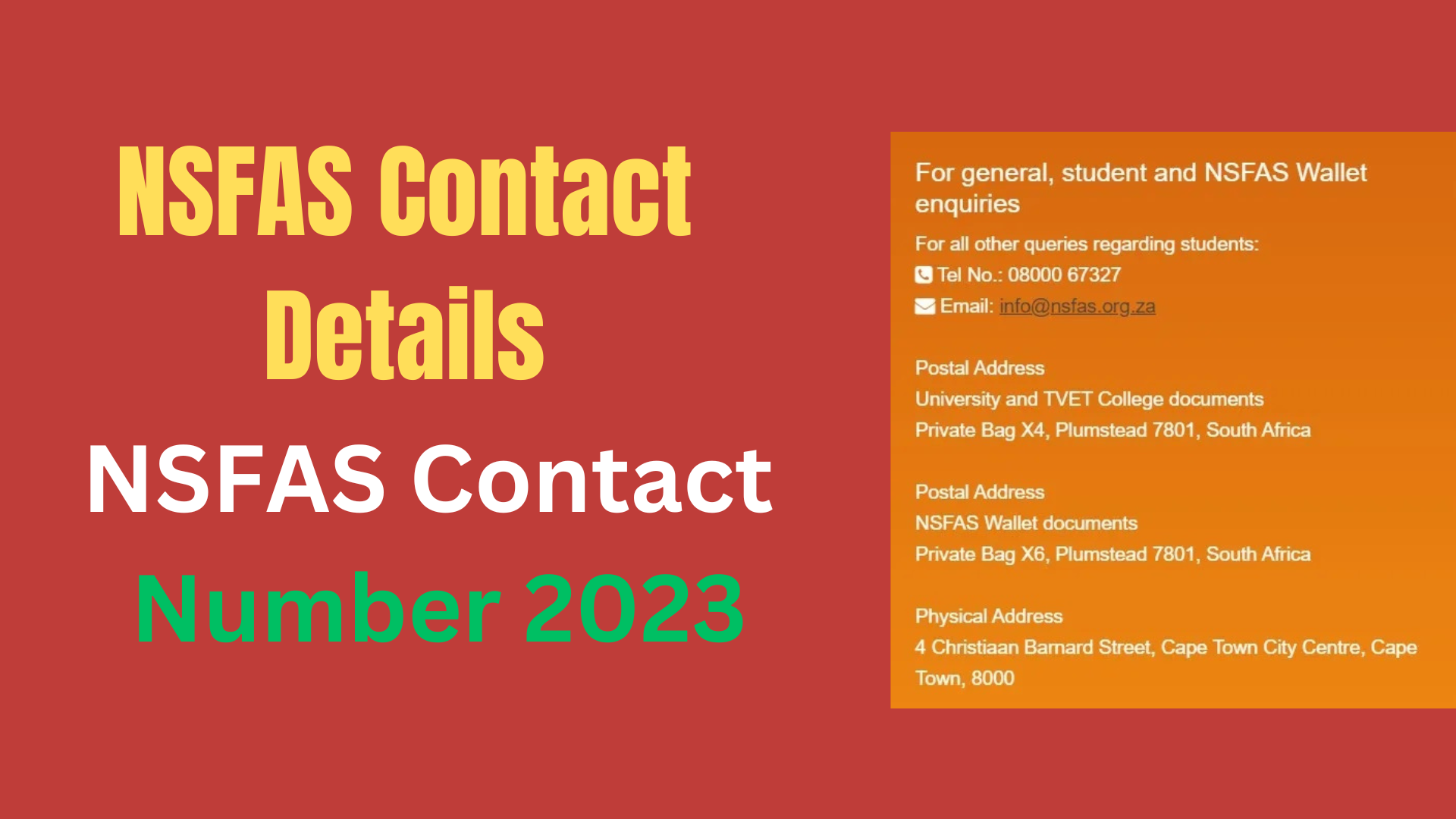 NSFAS Contact Details - NSFAS Contact Num 2023